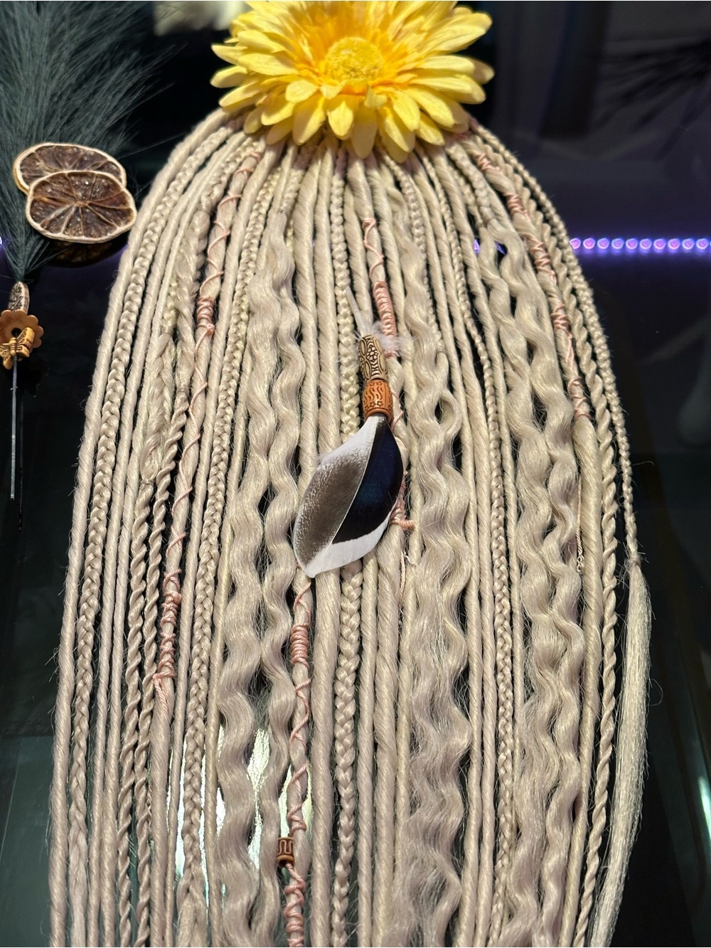 Blonde Braided Hair Extensions - Long Textured Accent Pieces